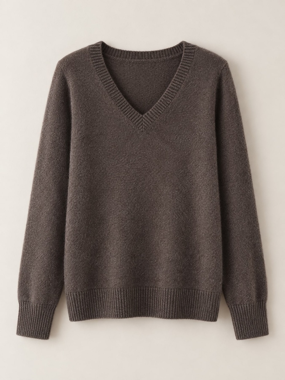 V-Neck Solid Color Sweater